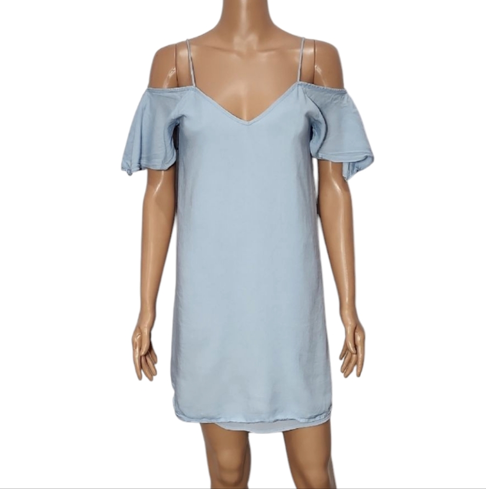 BLAQUE LABEL‎ LIGHT BLUE COLD SHOULDER SHORT DRESS SIZE S SMALL